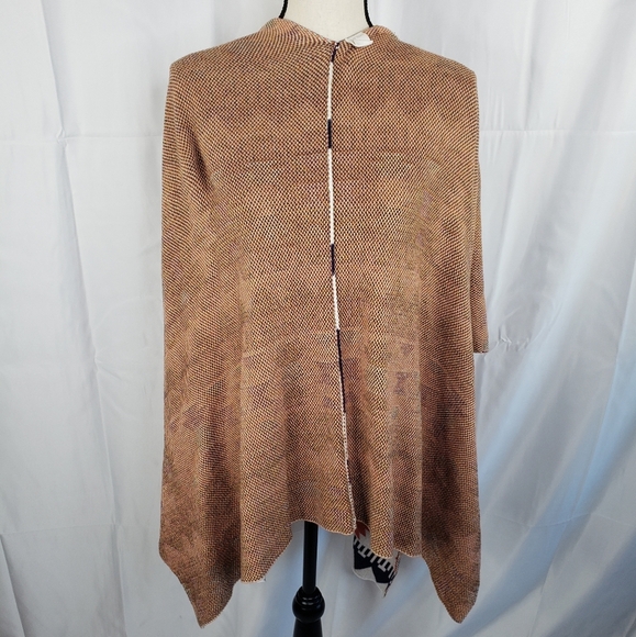 Wild Pearl Aztec Design Open Front Cardigan Lagen Look Blue & Orange Knit Sz M. - Picture 11 of 16